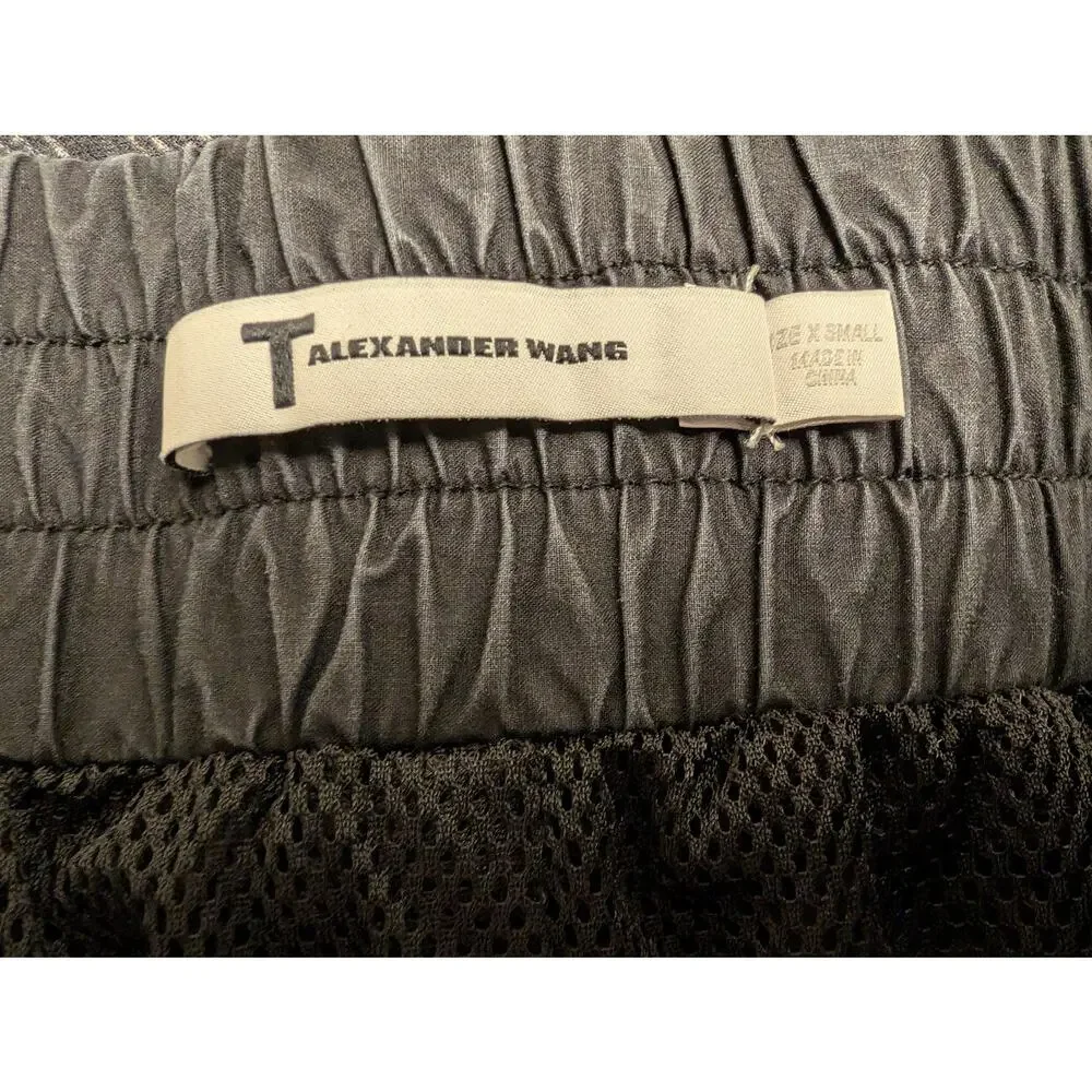 Alexander Wang Mid Rise Swim Shorts Black Zip Fly Cotton Casual Beach Mesh Lined